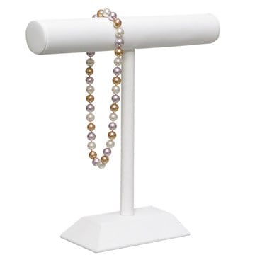 Dlux Jewels White Leather Two Tone Medium T-Bar&#44; 12 in.