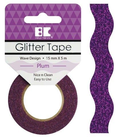 Best Creation Wave Design Plum Glitter Tape&#44; 10 Piece Per Pack