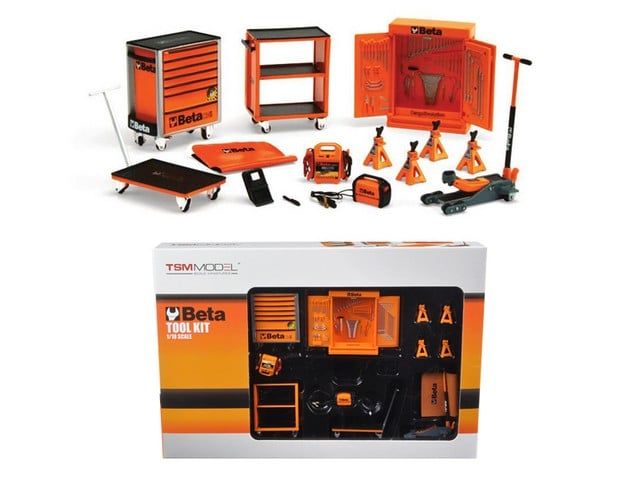 True Scale Miniatures 13AC25 Beta Garage Mechanic Accessory Tools 13 Piece Tool Kit Set for 1-18 Scale Diecast Model Cars