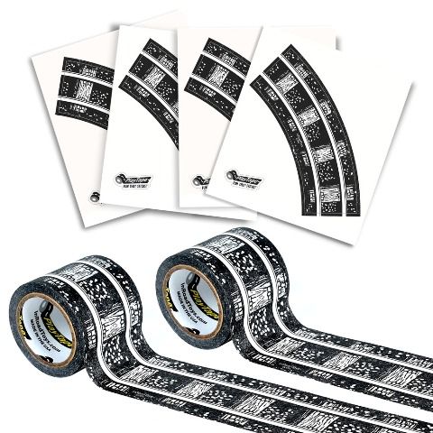 PlayTape IRT02273 30 ft x 2 in. Classic Rail Series Bundle Train Track with 4 Curves&#44; Pack of 2