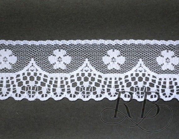 Ribbon Bazaar 7883 5 cm Flat Lace A1302&#44; White - By The Yard