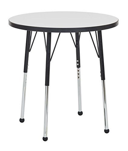 Early Childhood Resources ELR-14621-DEBKBKSB 30 in. Round Dry-Erase Thermo-Fused Adjustable Activity Table&#44; Black - Standard Ball
