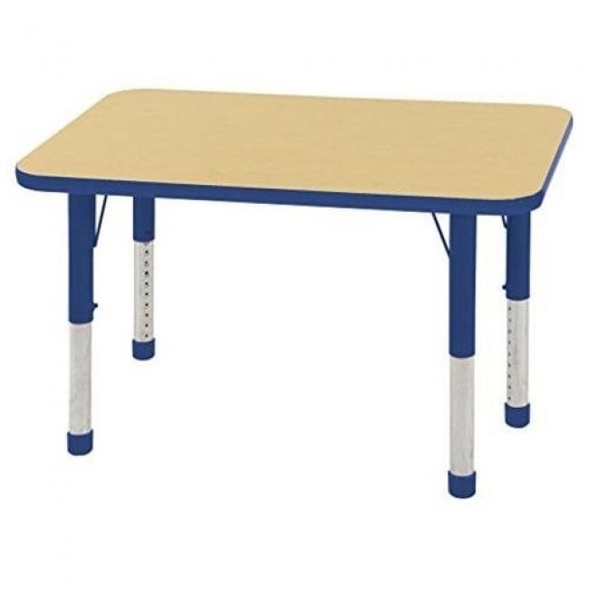 Early Childhood Resources ELR-14206-MPBLBLCH 24 x 36 in. Rectangle Premium Thermo-Fused Adjustable Activity Table&#44; Maple & Blue - Chunky Leg