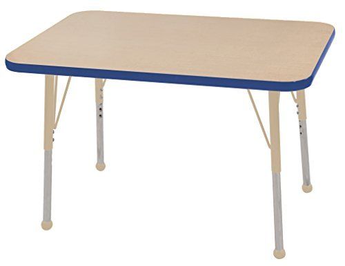 Early Childhood Resources ELR-14206-MPBLSDTB 24 x 36 in. Rectangle Premium Thermo-Fused Adjustable Activity Table&#44; Maple&#44; Blue & Sand - Toddler Ball