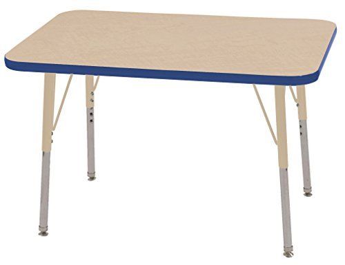 Early Childhood Resources ELR-14206-MPBLSDTS 24 x 36 in. Rectangle Premium Thermo-Fused Adjustable Activity Table&#44; Maple&#44; Blue & Sand - Toddler Swivel