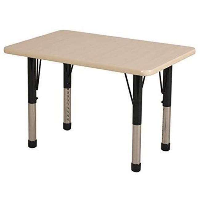 Early Childhood Resources ELR-14206-MPMPBKCH 24 x 36 in. Rectangle Premium Thermo-Fused Adjustable Maple Edge Activity Table&#44; Maple & Black - Chunky Leg