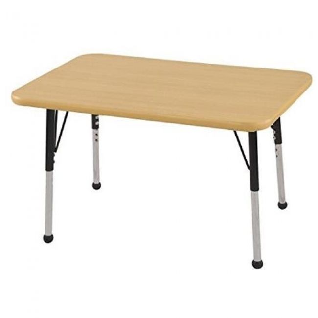 Early Childhood Resources ELR-14206-MPMPBKSB 24 x 36 in. Rectangle Premium Thermo-Fused Adjustable Maple Edge Activity Table&#44; Maple & Black - Standard Ball