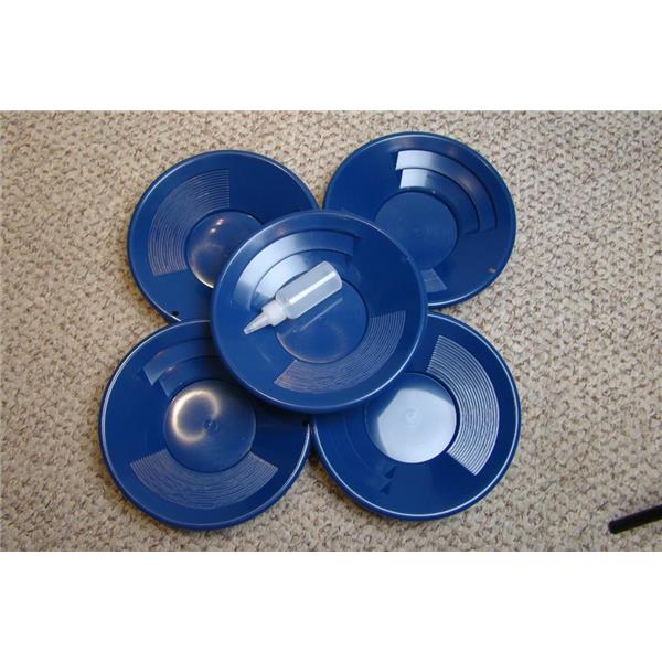 Make Your Own Gold Bars Lot of 25 Blue 10 w- Bottle 10 in. Blue Gold Pans with Bottle Snuffer Panning Kit - Mining - Set of 25