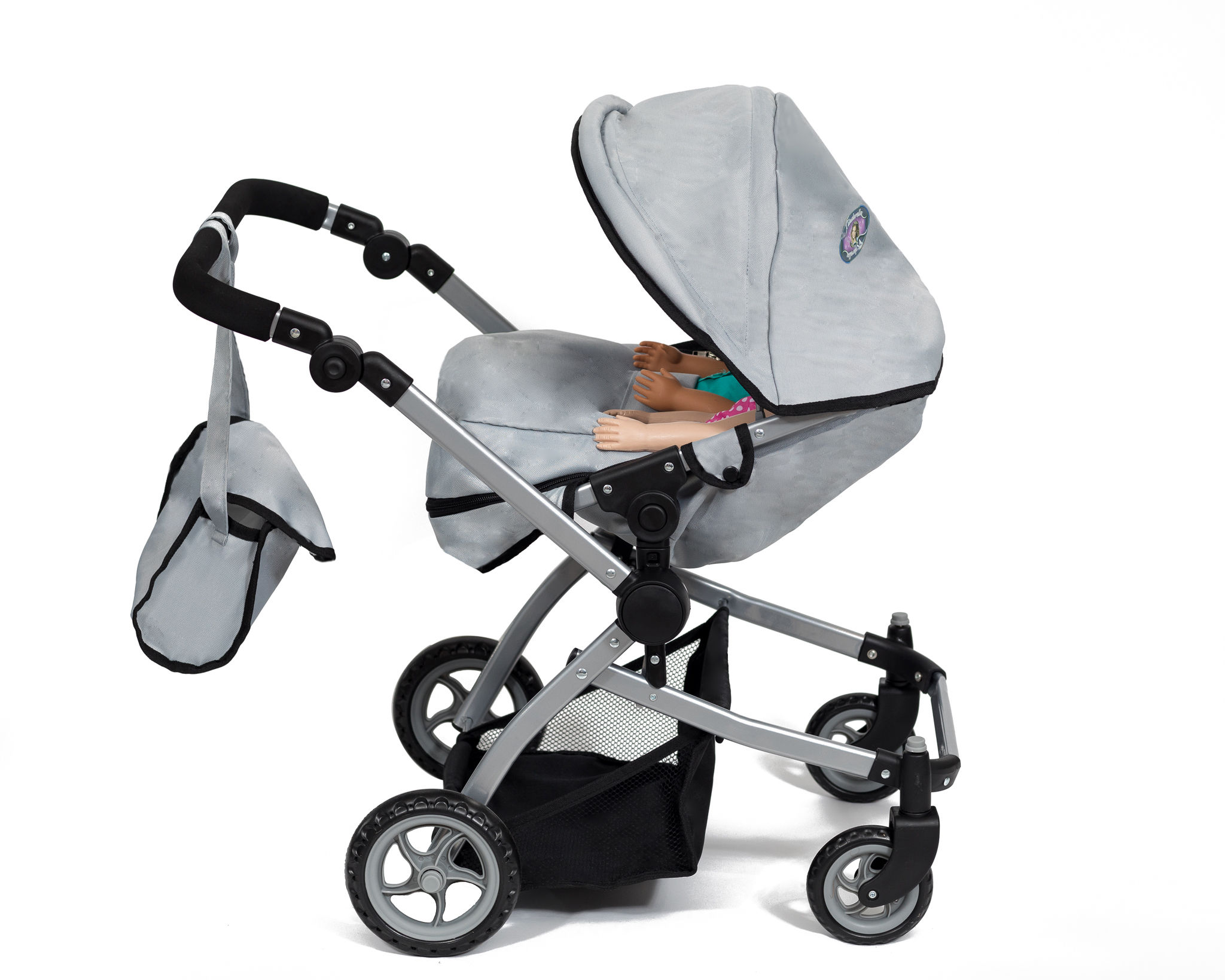 Cinderella USA Babyboo Deluxe Double Doll Stroller Grey & Black