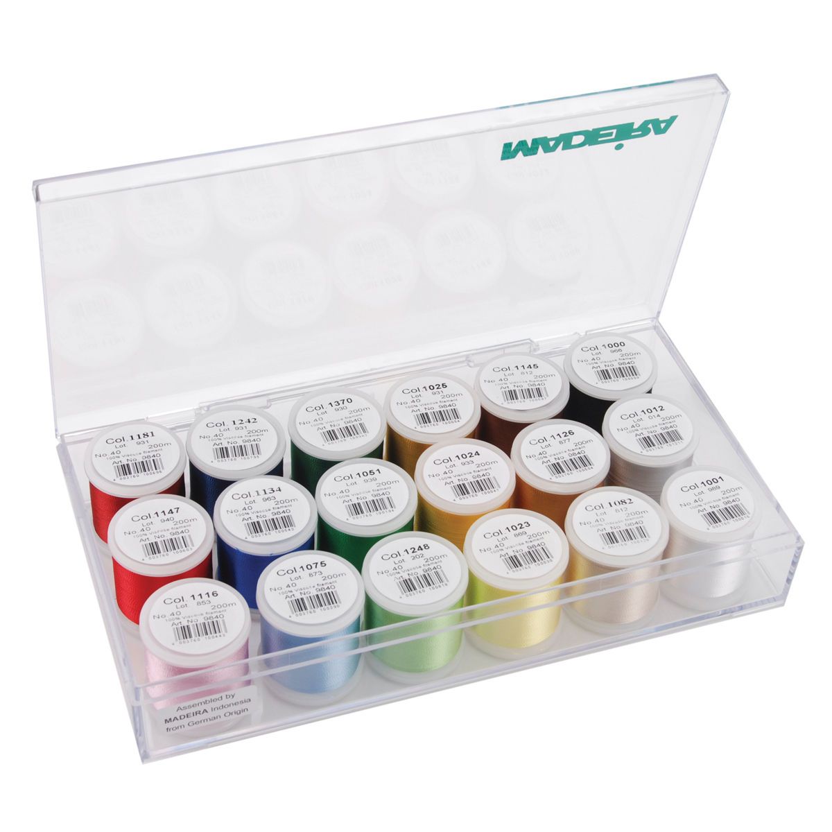 Tacony 8040 Madeira Rayon Thread Sampler - 18 per Pack