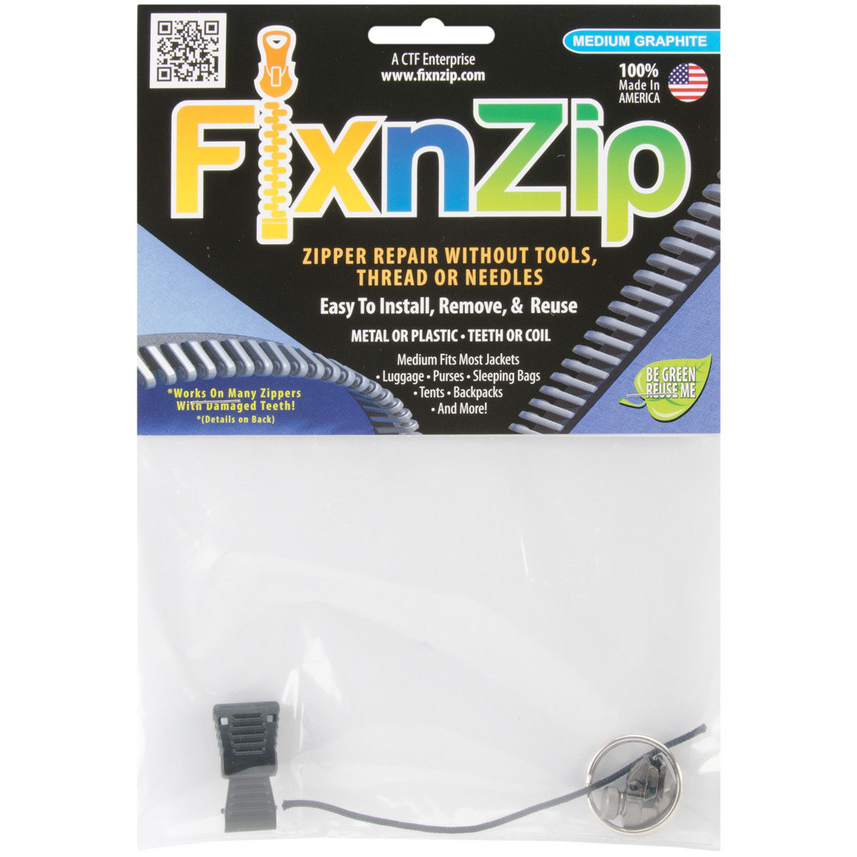 Fixnzip MG58 Zipper Repair Medium Graphite