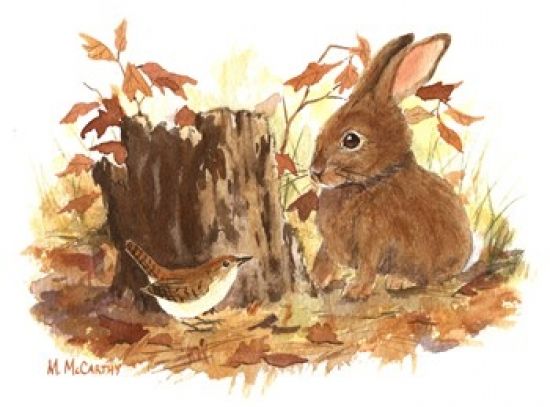 Porterfields PPFMM114 Wren & Bunny Poster Print by Maureen Mccarthy&#44; 11 x 9