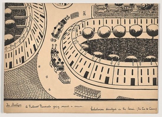 Public Domain Images MET700271 The Martyrs A Futurists Funeral Going Round A Corner Poster Print by Herbert E. Crowley&#44; British London 1873 1939 Zurich&#44; 18 x 24
