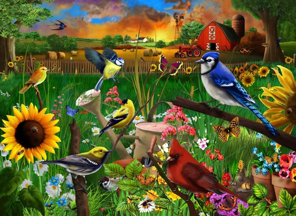 MGL Licensing MGL601339 Sunflower Birds Poster Print by Gerald Newton&#44; 18 x 12