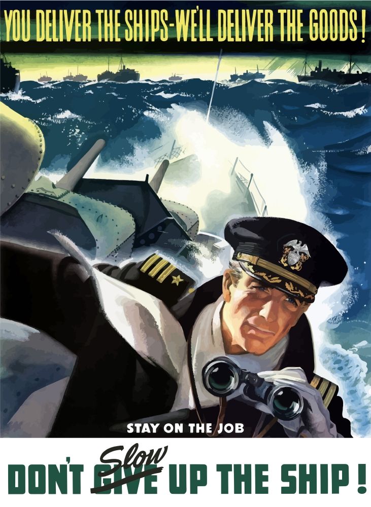 StockTrek Images PSTJPA100533M World War II Poster of A Navy Commander with Binoculars Aboard A Battleship Poster Print&#44; 12 x 16