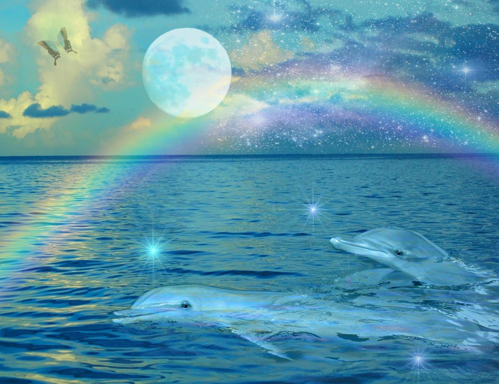 MGL Licensing MGL600972 Blue Mystic Dolphin Poster Print by Alixandra Mullins&#44; 14 x 11