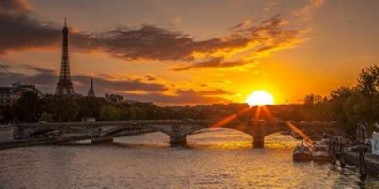 Assaf Frank Photography PDXAF201409211011C01LARGE View of The Eiffel Tower with A Bridge in The Foreground During Sunset Paris France Poster Print by Assaf Frank&#44; 24 x 48 - Large