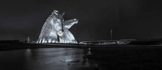 Assaf Frank Photography PDXAF201503061319PC03SMALL The Kelpies Horse Statue At The Helix Park in Falkirk Scotland Poster Print by Assaf Frank&#44; 10 x 20 - Small