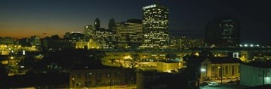 Panoramic Images PPI61149S City Lit Up At Night Newark New Jersey USA Poster Print&#44; 18 x 6