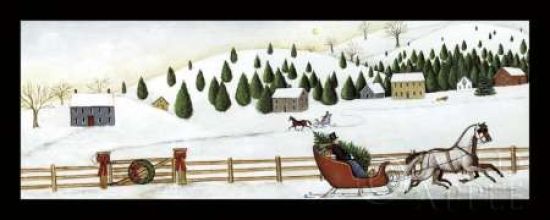 Wild Apple Graphics PDX9414SMALL Christmas Valley Sleigh Poster Print by David Carter Brown&#44; 10 x 20 - Small