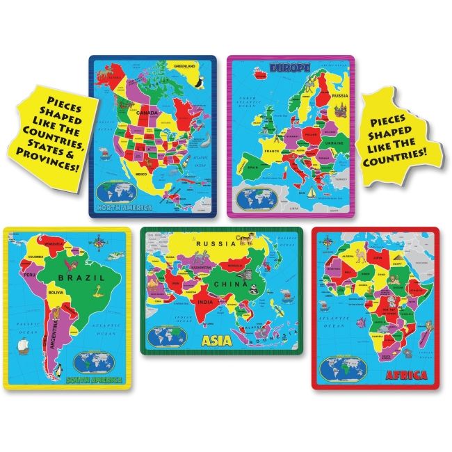A Broader View ABW659 Continent Puzzle Combo Pack&#44; Assorted Color