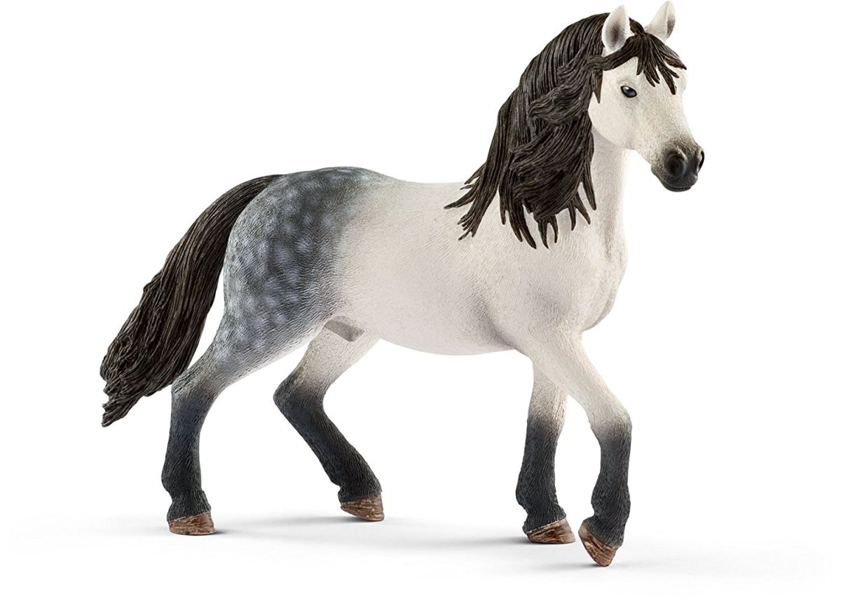 Schleich North America 224606 Andalusian Stallion Mare Toy Figure&#44; White & Black