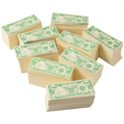 wooden play money