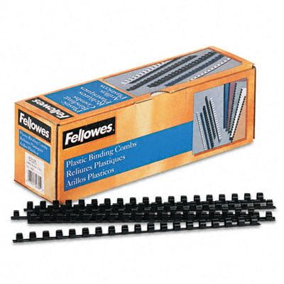 Fellowes 52325 Plastic Comb Bindings  3/8   55-Sheet Capacity  Black  100 per Pack