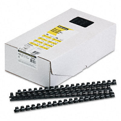 Fellowes 52326 Plastic Comb Bindings  1/2   90-Sheet Capacity  Black  100 per Pack