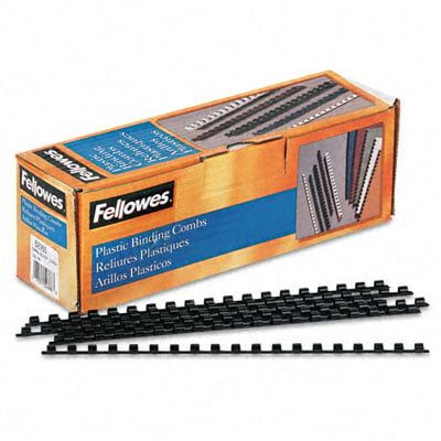 Fellowes 52366 Plastic Comb Bindings  1/4   20-Sheet Capacity  Black  100 per Pack