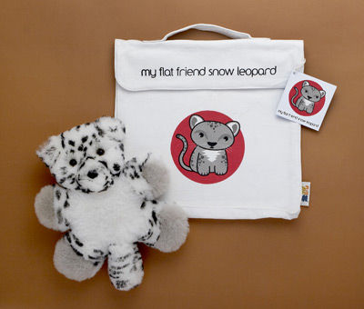 Flat Friends SLEOLC Snow Leopard Soft Plush Toy And Carry Bag