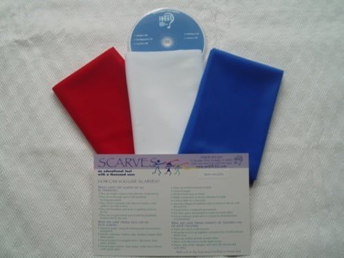 Arts Education Ideas SCID6RWB Patriotic Colored Mini Scarf Kit with CD