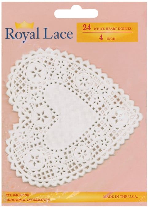 Royal Lace 230H-26 4&quot; White Heart Paper Doilies - White