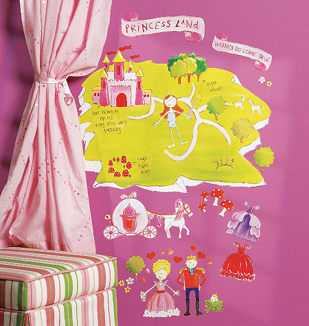 Wallies Wallcoverings 13529 Peel & Stick Wall Play Princess Land