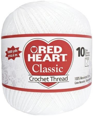 Coats - Crochet &amp; Floss 477611 Red Heart Classic Crochet Thread Size 10-White 