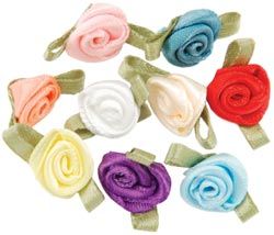 Offray 277493 Ribbon Roses-Small 40-Pkg-Multi Colors 