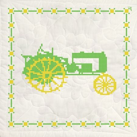 Fairway 493903 Stamped Quilt Blocks 18 in. x 18 in. 6-Pkg-Green Tractor 