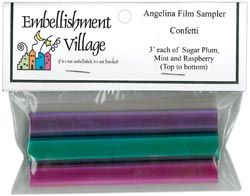 Embellishment Village 85802 Angelina Film Sampler 4 in. x 3 ft. 3-Pkg-Confetti -Raspberry-Mint-Sugar Plum 