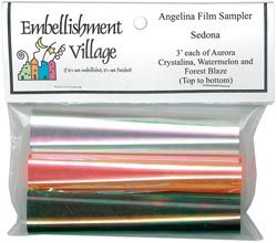 Embellishment Village 85804 Angelina Film Sampler 4 in. x 3 ft. 3-Pkg-Sedona -Aurora-Forest Blaze-Watermelon 