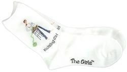 K Bell 85163 The Girls Socks-Knitting Girl -White 