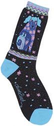K Bell 85077 Laurel Burch Socks-Dog And Doggies-Black 