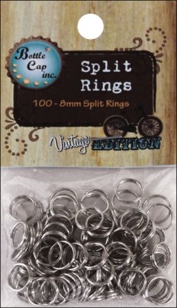 Bottle Cap 486389 Vintage Collection Split Rings 8mm 100-Pkg-Silver 