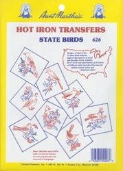 Aunt Marthas 324918 Aunt Marthas Iron-On Transfer Collections-50 State Birds 