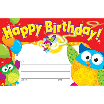 Trend Enterprises Inc. T-81044 Happy Birthday Owl Stars Re Awards