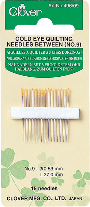 Clover 496-9 Gold Eye Quilting Between Needles-Size 9 15-Pkg