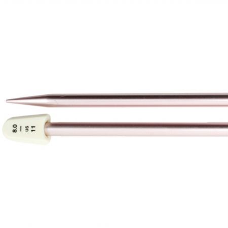 Susan Bates 11114-11 Silvalume Single Point Knitting Needles 14 in.-Size 11 -Silver Pink