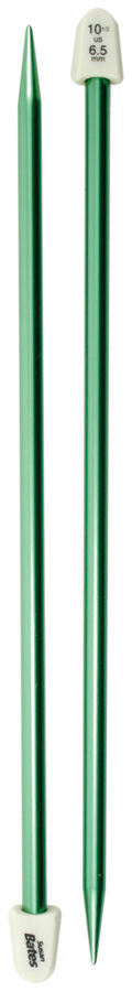 Susan Bates 11114-10.5 Silvalume Single Point Knitting Needles 14 in.-Size 10.5 -Medium Green