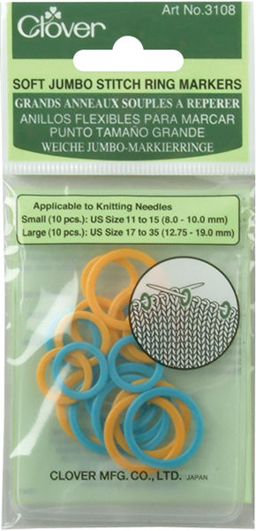 Clover 3108 Soft Jumbo Stitch Ring Markers-20-Pkg