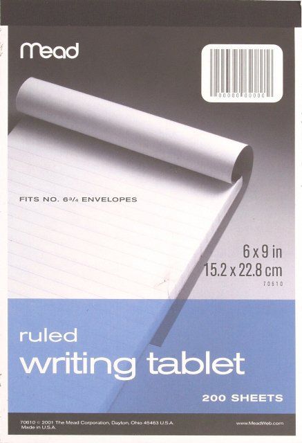 Mead Products 70610 Mead Products 70610 6 in. X 9 in. Wide Ruled Writing Tablet