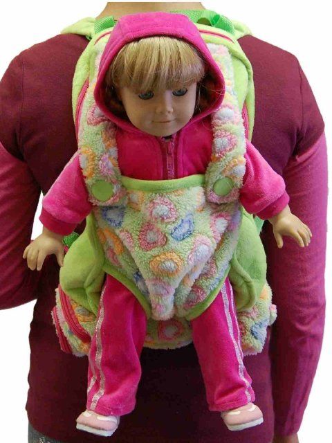 The Queens Treasures AGBCKG Childs Backpack with 18 in. Doll Carrier & Sleeping Bag&#44; Green